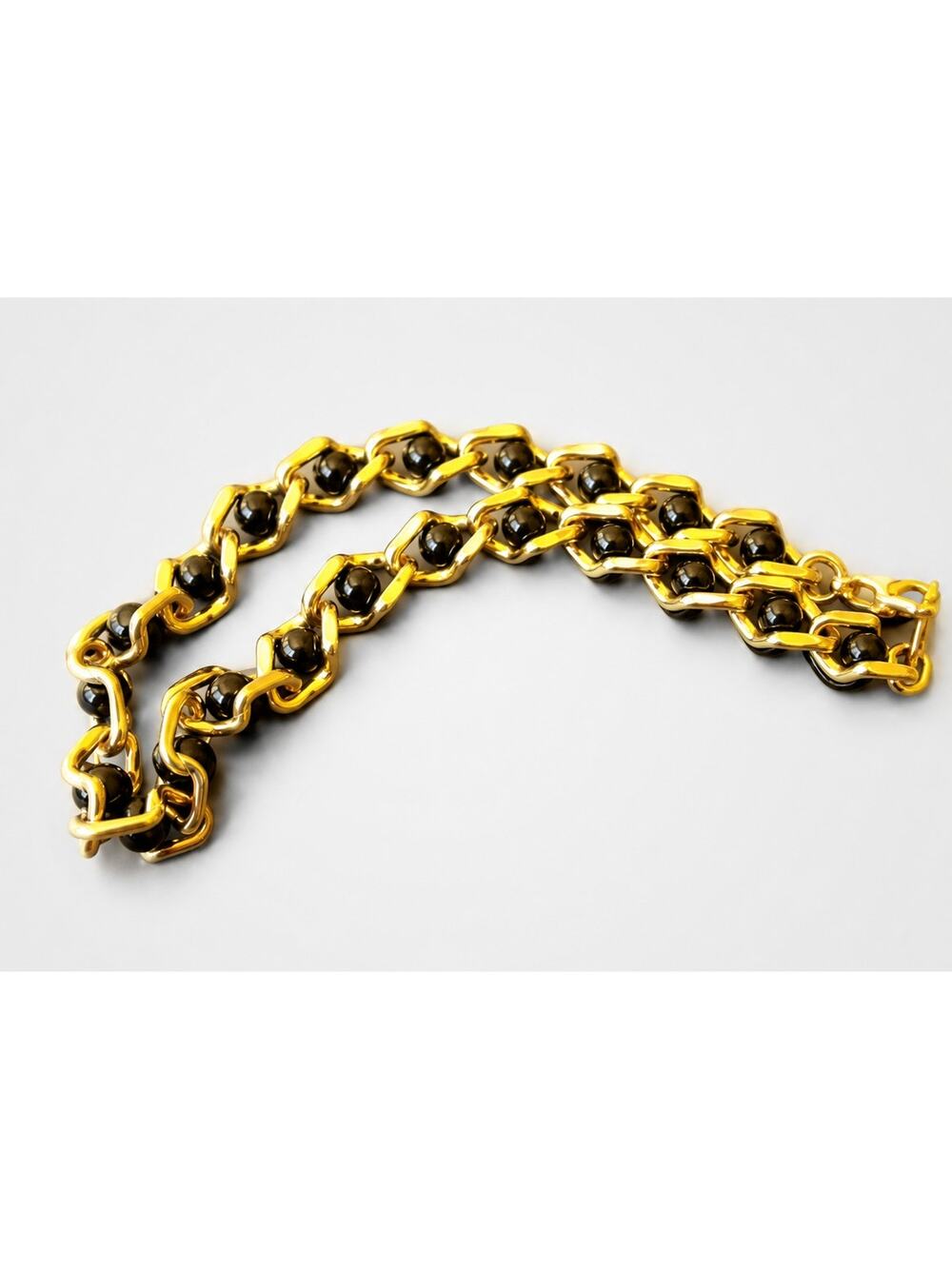 Signed Avon Black & Gold Beaded Bracelet Vintage‎ Desinger Dainty gbr-63